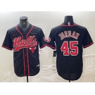 Men's Chicago Bulls #45 Michael Jordan Black Cool Base Stitched Baseball Jersey