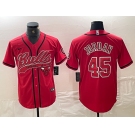 Men's Chicago Bulls #45 Michael Jordan Red Cool Base Stitched Baseball Jersey