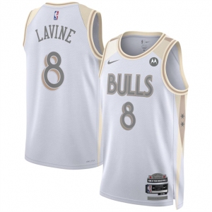 Men's Chicago Bulls #8 Zach LaVine White 2024-25 City Edition Stitched Basketball Jersey