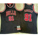 Men's Chicago Bulls #91 Dennis Rodman 1997-98 Black Hardwood Classics Soul AU Throwback Jersey