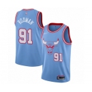 Men's Chicago Bulls #91 Dennis Rodman Authentic Blue Basketball Jersey - 2019-20 City Edition