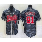 Men's Chicago Bulls #91 Dennis Rodman Black Camo With Patch Cool Base Stitched Baseball Jersey