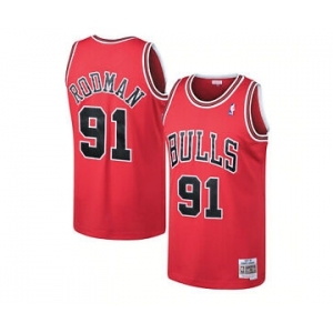 Men's Chicago Bulls #91 Dennis Rodman Mitchell & Ness 1997-1998 Hardwood Classics Jersey - Red
