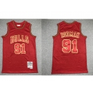 Men's Chicago Bulls #91 Dennis Rodman Red 1997-98 Hardwood Classics Soul Swingman Throwback Jersey