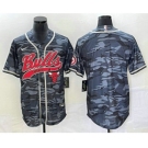 Men's Chicago Bulls Blank Black Camo With Patch Cool Base Stitched Baseball Jersey