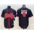 Men's Chicago Bulls Blank Black Team Big Logo With Patch Cool Base Stitched Baseball Jersey