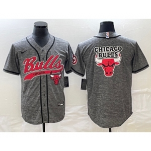 Men's Chicago Bulls Blank Grey Gridiron Cool Base Stitched Baseball Jersey