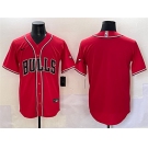 Men's Chicago Bulls Blank Red Cool Base Stitched Baseball Jersey