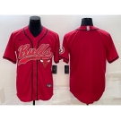 Men's Chicago Bulls Blank Red With Patch Cool Base Stitched Baseball Jersey