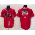 Men's Chicago Bulls Team Big Logo Red Cool Base Stitched Baseball Jersey