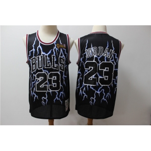 Men's Mitchell and Ness Chicago Bulls #23 Michael Jordan  Black Lightning  Throwback Basketball Jersey