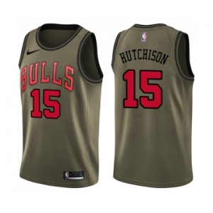 Men's Nike Chicago Bulls #15 Chandler Hutchison Swingman Green Salute to Service NBA Jersey