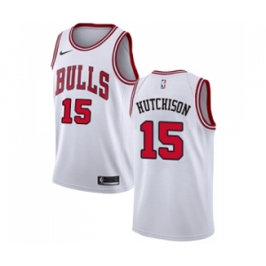 Men's Nike Chicago Bulls #15 Chandler Hutchison Swingman White NBA Jersey - Association Edition