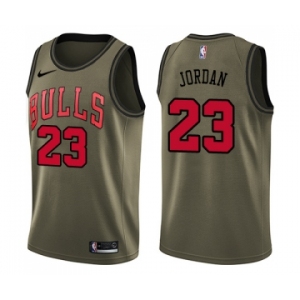 Men's Nike Chicago Bulls #23 Michael Jordan Swingman Green Salute to Service NBA Jersey