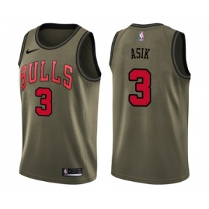Men's Nike Chicago Bulls #3 Omer Asik Swingman Green Salute to Service NBA Jersey