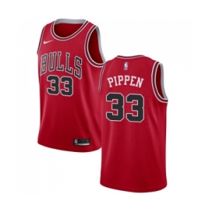 Men's Nike Chicago Bulls #33 Scottie Pippen Swingman Red Road NBA Jersey - Icon Edition