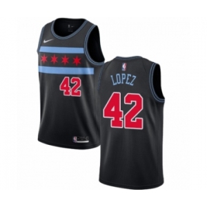 Men's Nike Chicago Bulls #42 Robin Lopez Authentic Black NBA Jersey - City Edition