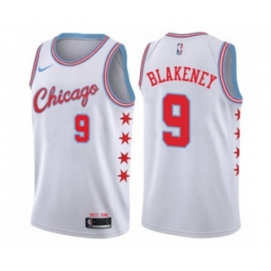 Men's Nike Chicago Bulls #9 Antonio Blakeney Authentic White NBA Jersey - City Edition