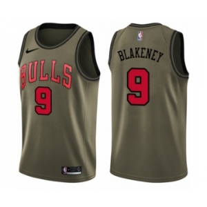 Men's Nike Chicago Bulls #9 Antonio Blakeney Swingman Green Salute to Service NBA Jersey