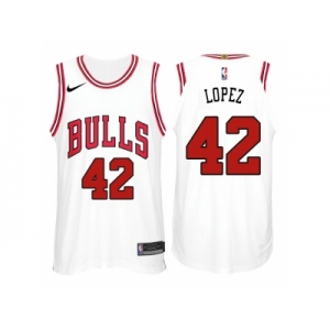 Nike NBA Chicago Bulls #42 Robin Lopez Jersey 2017-18 New Season White Jersey