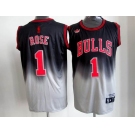 nba chicago bulls #1 rose black-gery