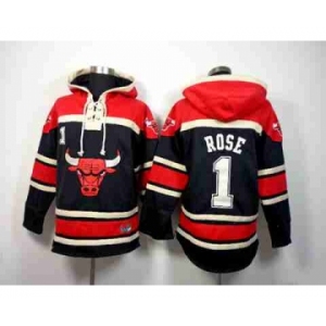 nba chicago bulls #1 rose red-black[pullover hooded sweatshirt]