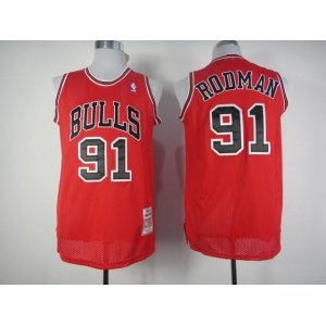 nba chicago bulls #91 rodman m&n red