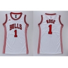 NBA Women Bulls #1 Derrick Rose White Dress Stitched Jerseys