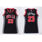 NBA Women Bulls #23 Michael Jordan Black Dress Stitched Jerseys