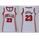 NBA Women Bulls #23 Michael Jordan White Dress Stitched Jerseys