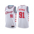Women Nike Chicago Bulls #91 Dennis Rodman Swingman White NBA Jersey - City Edition