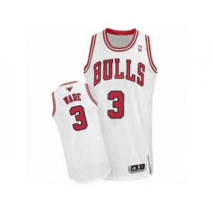 Women's Adidas Chicago Bulls #3 Dwyane Wade Authentic White Home NBA Jersey