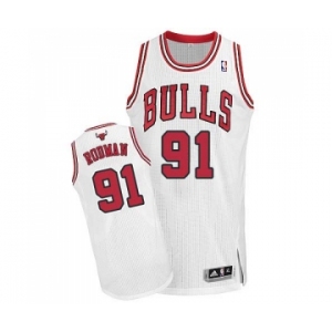 Women's Adidas Chicago Bulls #91 Dennis Rodman Authentic White Home NBA Jersey