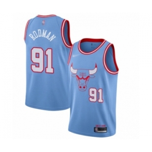 Women's Chicago Bulls #91 Dennis Rodman Swingman Blue Basketball Jersey - 2019-20 City Edition