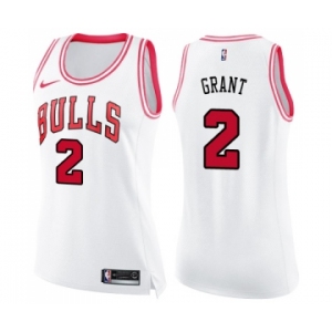 Women's Nike Chicago Bulls #2 Jerian Grant Swingman WhitePink Fashion NBA Jersey