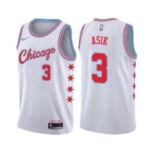 Women's Nike Chicago Bulls #3 Omer Asik Swingman White NBA Jersey - City Edition
