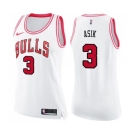 Women's Nike Chicago Bulls #3 Omer Asik Swingman WhitePink Fashion NBA Jersey