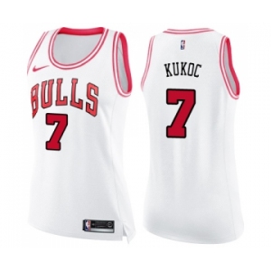 Women's Nike Chicago Bulls #7 Toni Kukoc Swingman WhitePink Fashion NBA Jersey