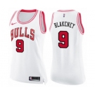 Women's Nike Chicago Bulls #9 Antonio Blakeney Swingman White Pink Fashion NBA Jersey