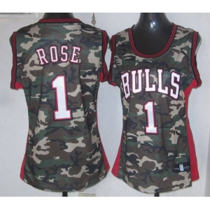 women nba chicago bulls #1 rose camo