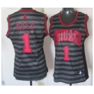 women nba chicago bulls #1 rose grey[black strip]