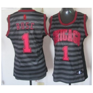 women nba chicago bulls #1 rose grey[black strip]