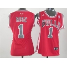 women nba jerseys chicago bulls #1 rose red