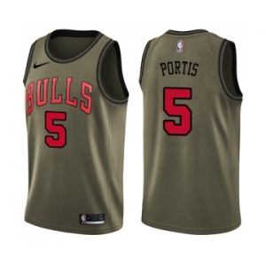 Youth Nike Chicago Bulls #5 Bobby Portis Swingman Green Salute to Service NBA Jersey