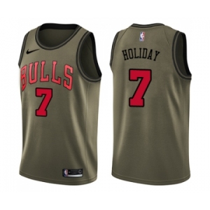 Youth Nike Chicago Bulls #7 Justin Holiday Swingman Green Salute to Service NBA Jersey