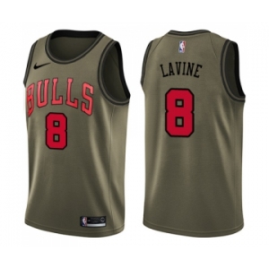Youth Nike Chicago Bulls #8 Zach LaVine Swingman Green Salute to Service NBA Jersey