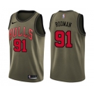 Youth Nike Chicago Bulls #91 Dennis Rodman Swingman Green Salute to Service NBA Jersey
