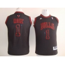 youth nba chicago bulls #1 rose black 黑字红边