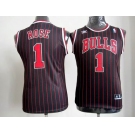 youth nba chicago bulls #1 rose black[red strip]