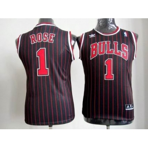 youth nba chicago bulls #1 rose black[red strip]
